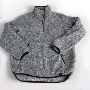 LIV Life Integrity Earth Women's Medium Sherpa Quarter Zip Pullover Gray Pockets